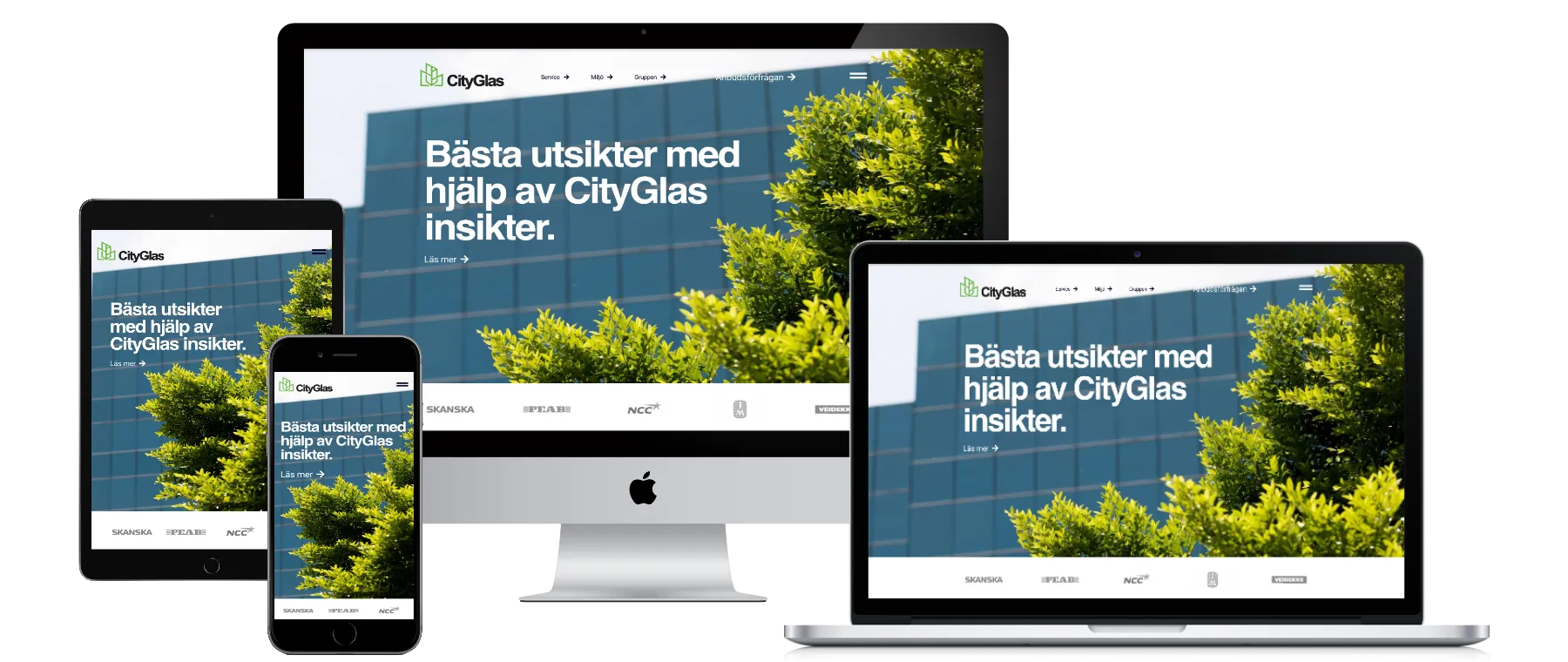 CityGlas new website — responsive across desktop, tablet and mobile